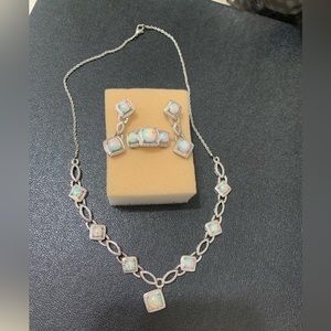 Opal necklace, earrings and ring set.